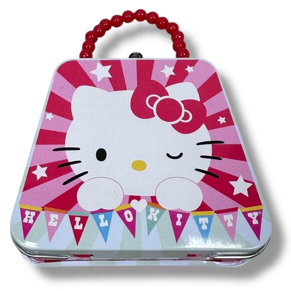 Sanrio Hello Kitty x Tin Box Company Pink Mini Tin Purse 4" Storage Case 2010 - Picture 1 of 6